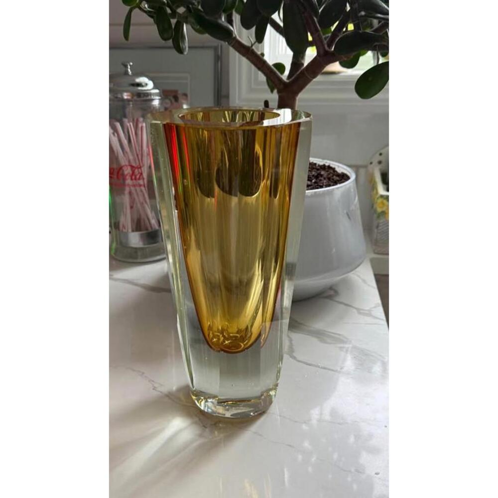 Ten Inch 6 Lb Honey/Amber/ yellow
Murano Thick Vase Art Glass